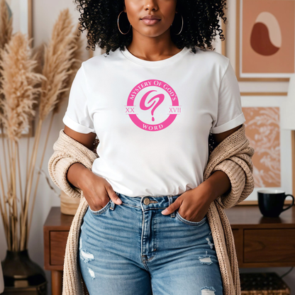 Mystery of God’s Word Signature Emblem Tee | Pink Logo