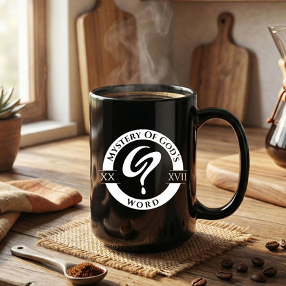 Mystery of God’s Word Signature Emblem Black Mug | White Logo