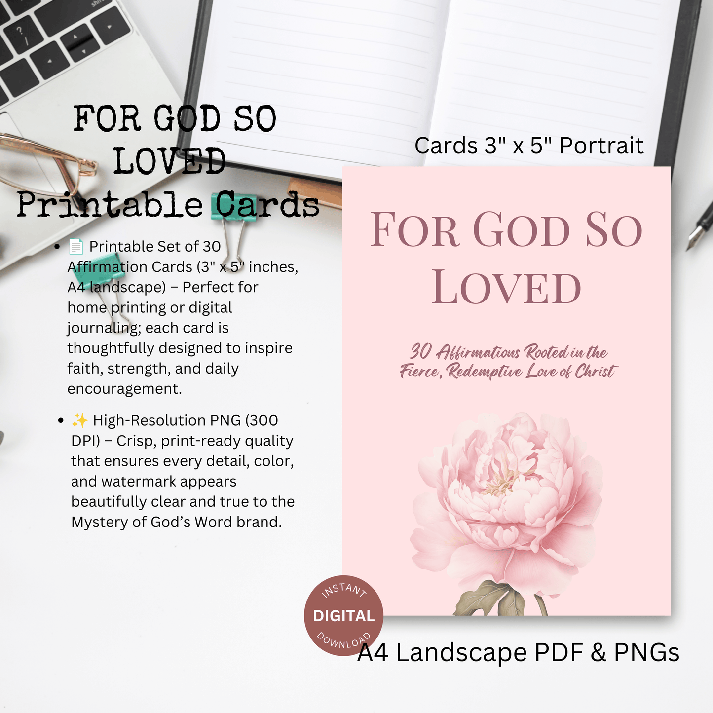 For God So Loved | 30 Scripture-Based Affirmation Cards