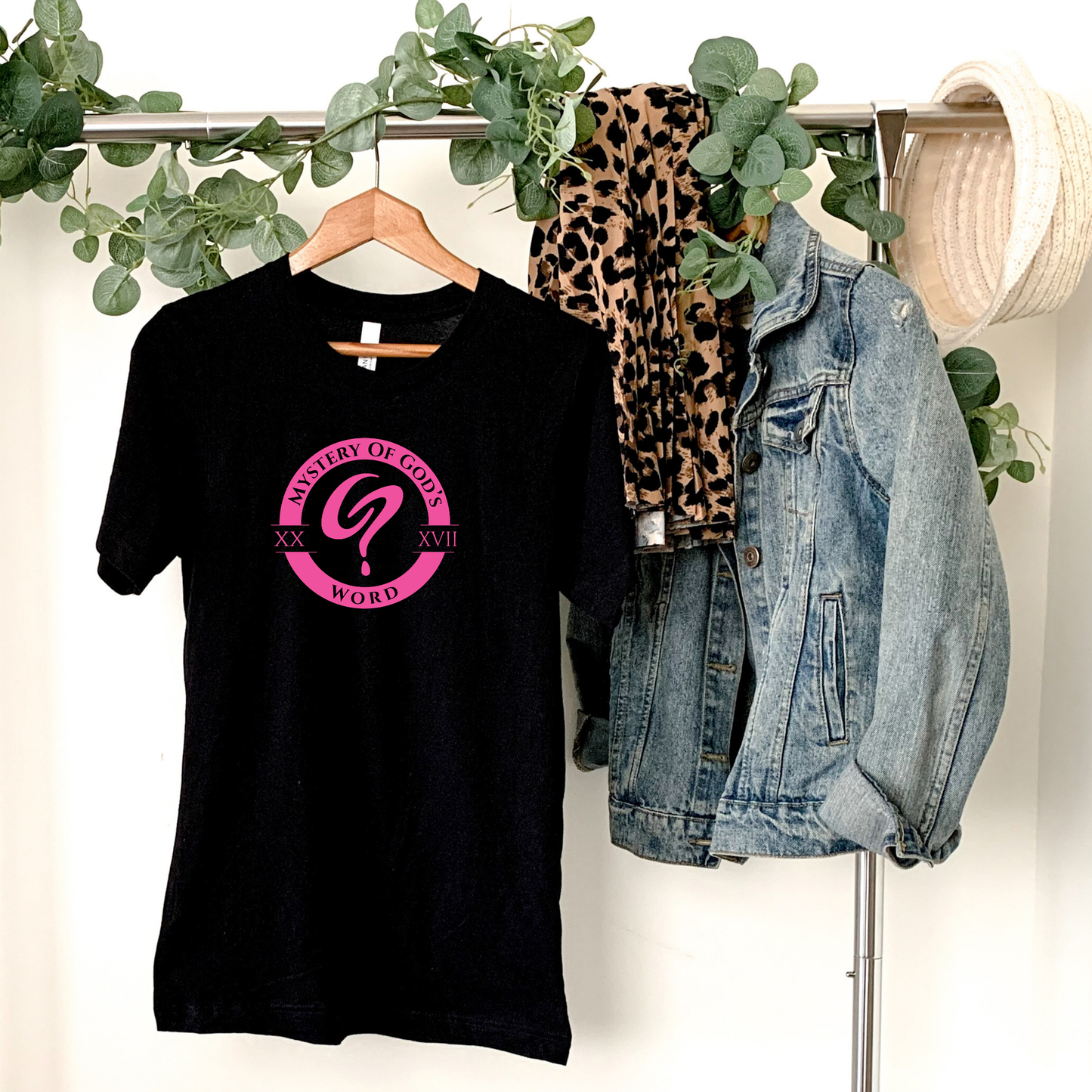 Mystery of God’s Word Signature Emblem Tee | Pink Logo