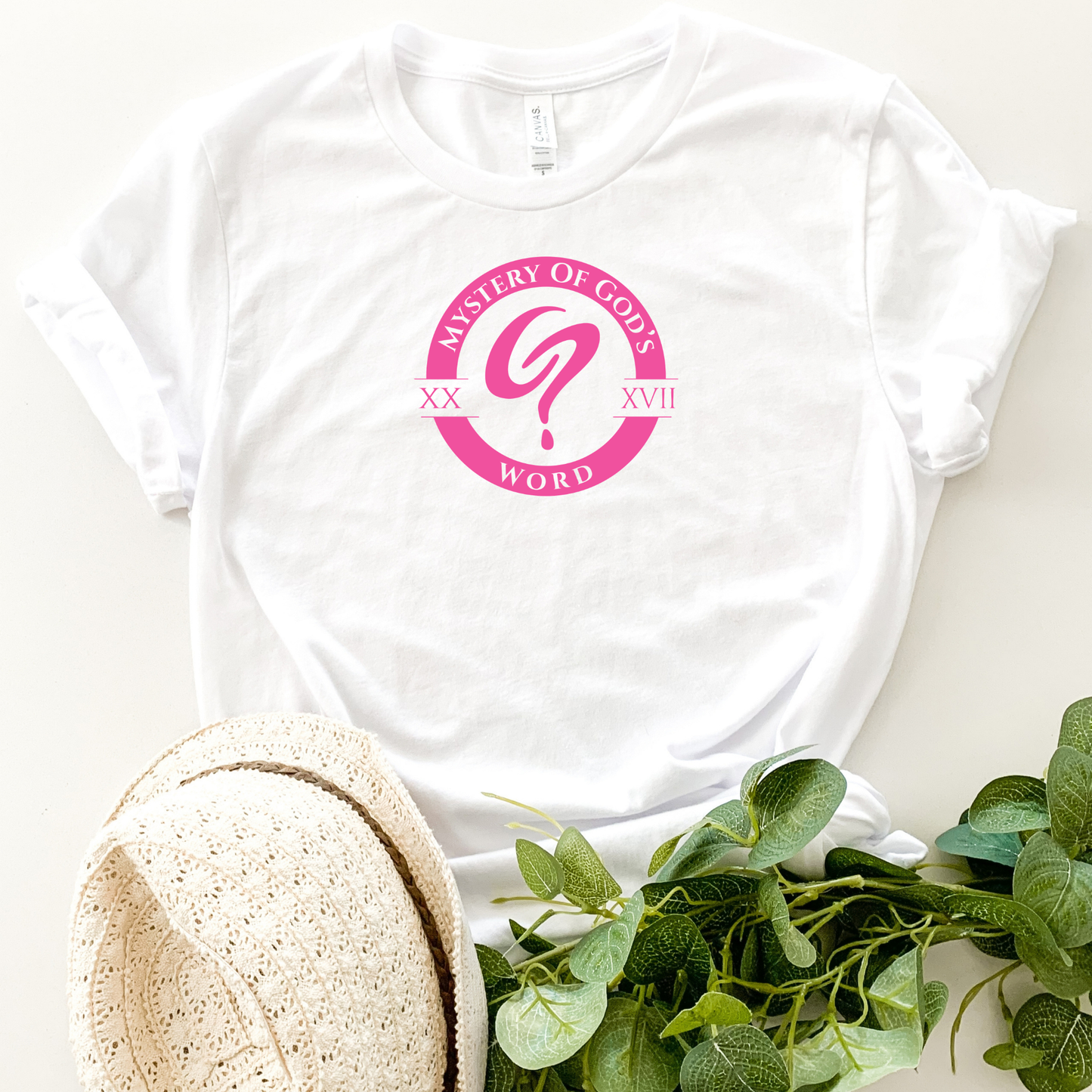 Mystery of God’s Word Signature Emblem Tee | Pink Logo