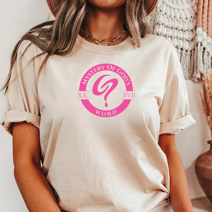 Mystery of God’s Word Signature Emblem Tee | Pink Logo