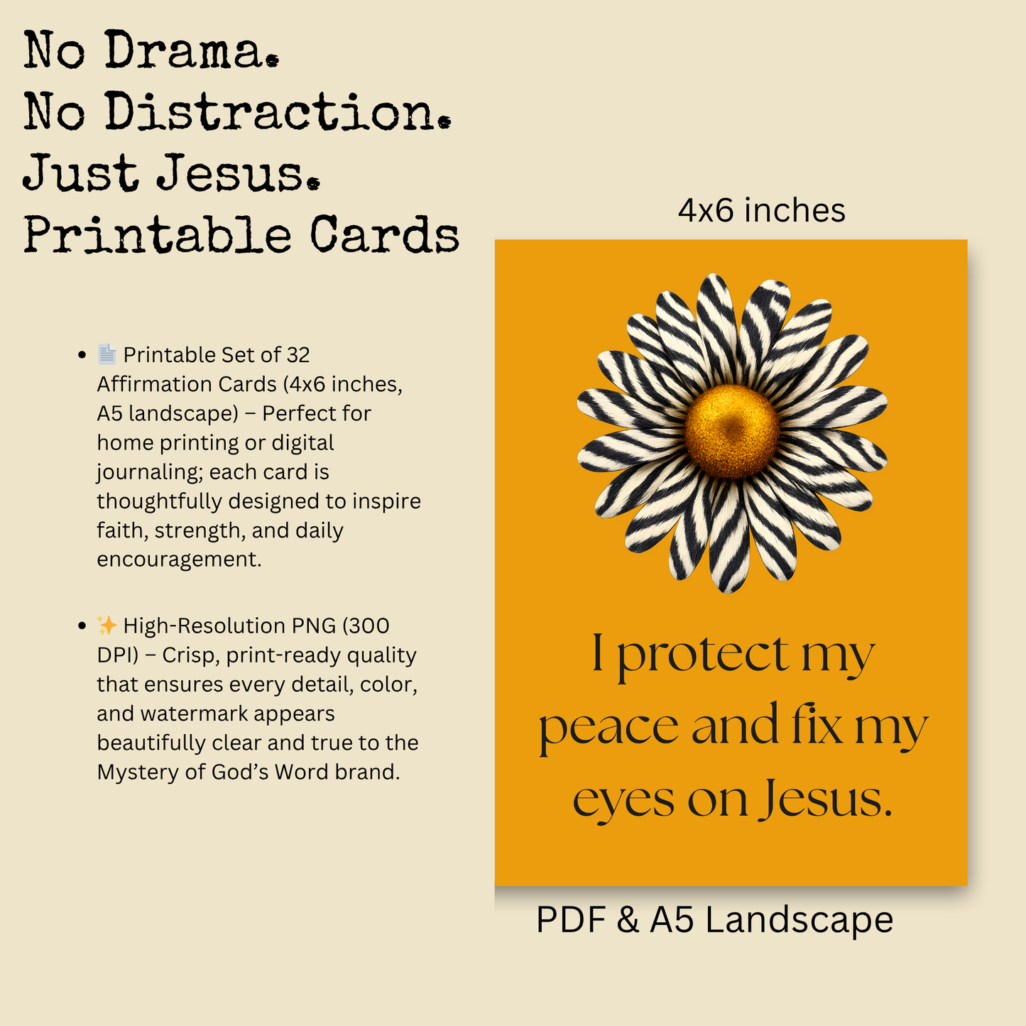 No Drama, No Distraction, Just Jesus  | 32 Affirmation Cards